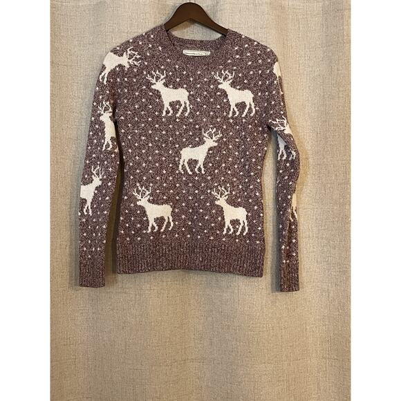 Abercrombie and Fitch Reindeer Print Christmas Sweater Size Holiday Cozy XS - Picture 1 of 4